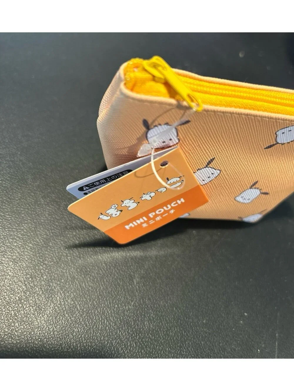 Sanrio Pochacco Mini Pouch Orange Zip Cosmetic Accessory Bag NEW